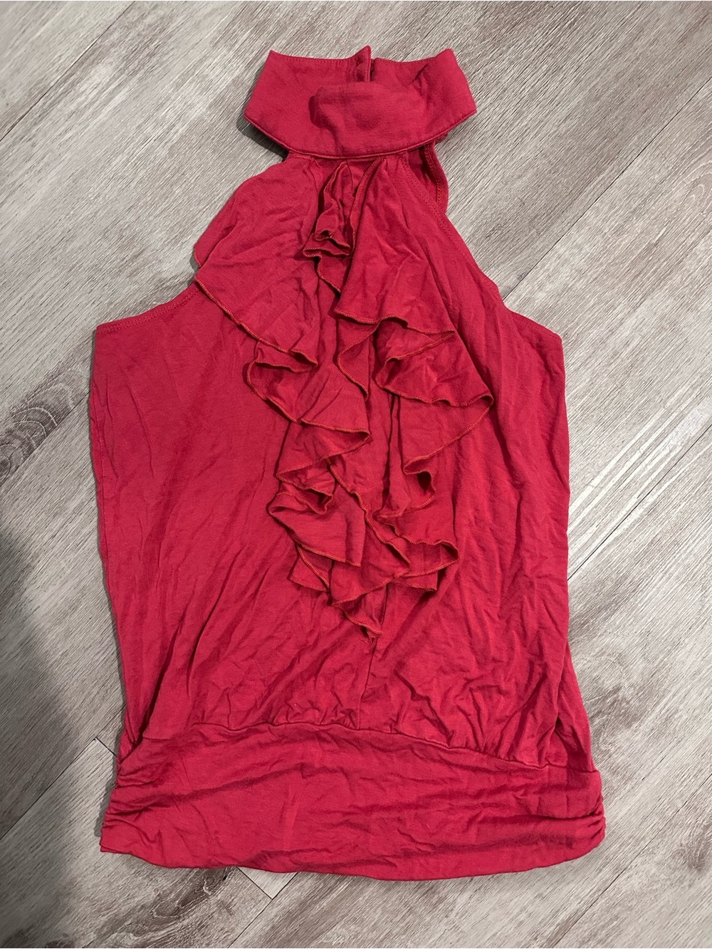 Rampage Red Ruffle Halter Tank Top